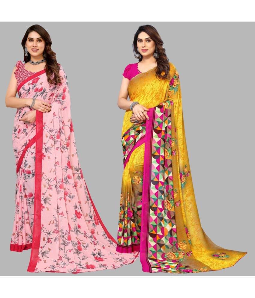 Kashvi Sarees Georgette Printed Saree With Unstitched Blouse Piece ( Multicolour ) Kashvi Sarees Georgette Printed Saree With Unstitched Blouse Piece ( Multicolour )