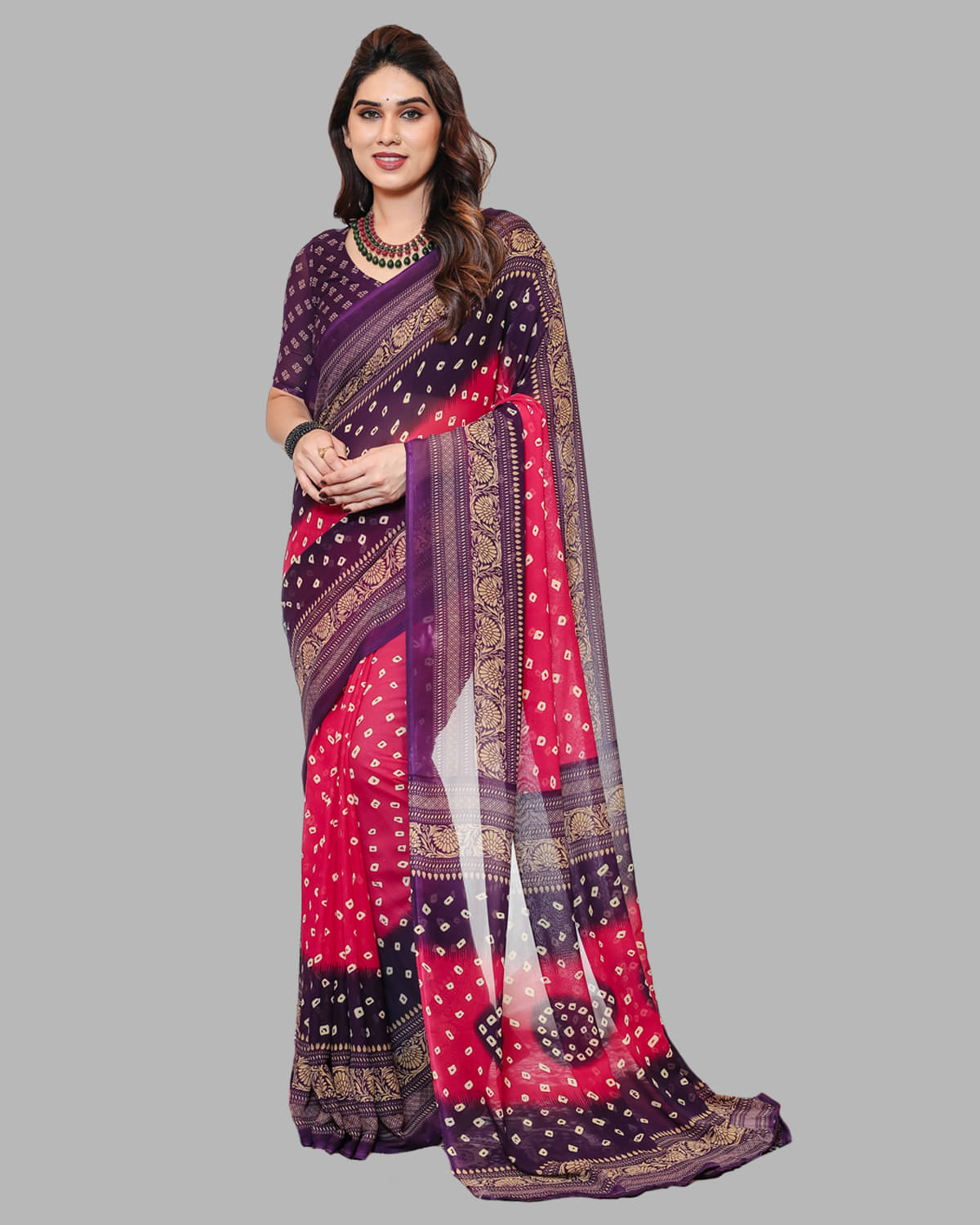 Kashvi Sarees Georgette Printed Saree With Unstitched Blouse Piece ( Pink ) Kashvi Sarees Georgette Printed Saree With Unstitched Blouse Piece ( Pink )