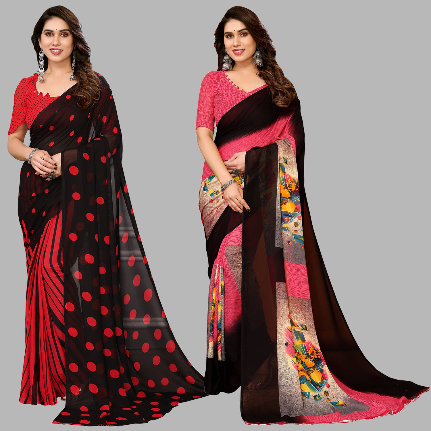 Kashvi Sarees Georgette Printed Saree With Unstitched Blouse Piece ( Multicolour ) Kashvi Sarees Georgette Printed Saree With Unstitched Blouse Piece ( Multicolour )