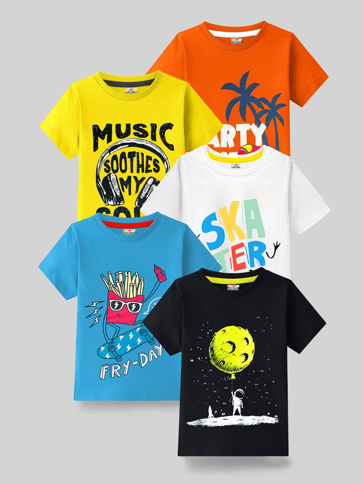     			Kuchipoo Pack of 5 Boys Cotton Blend T-Shirt ( Multicolor5 )