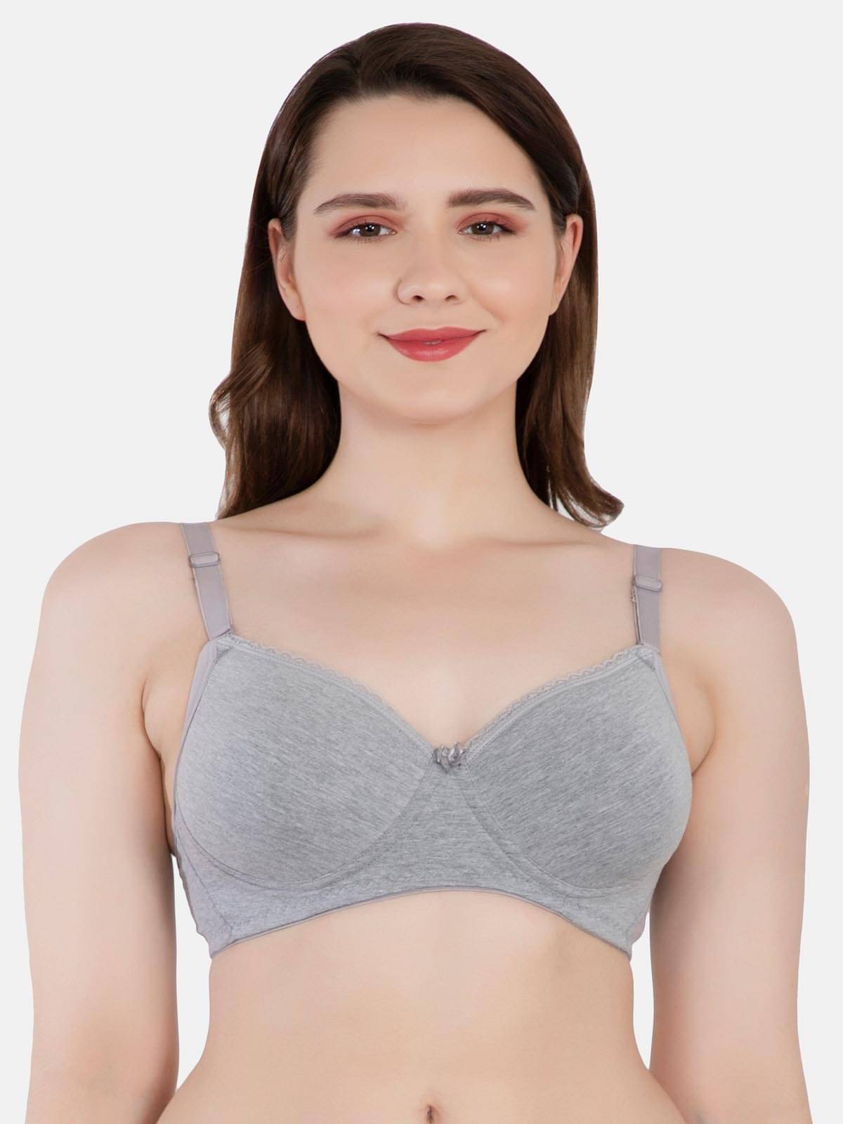 LACYLUXE Cotton Blend Women's Plunge Bra ( Grey Melange )     			LACYLUXE Cotton Blend Women's Plunge Bra ( Grey Melange )