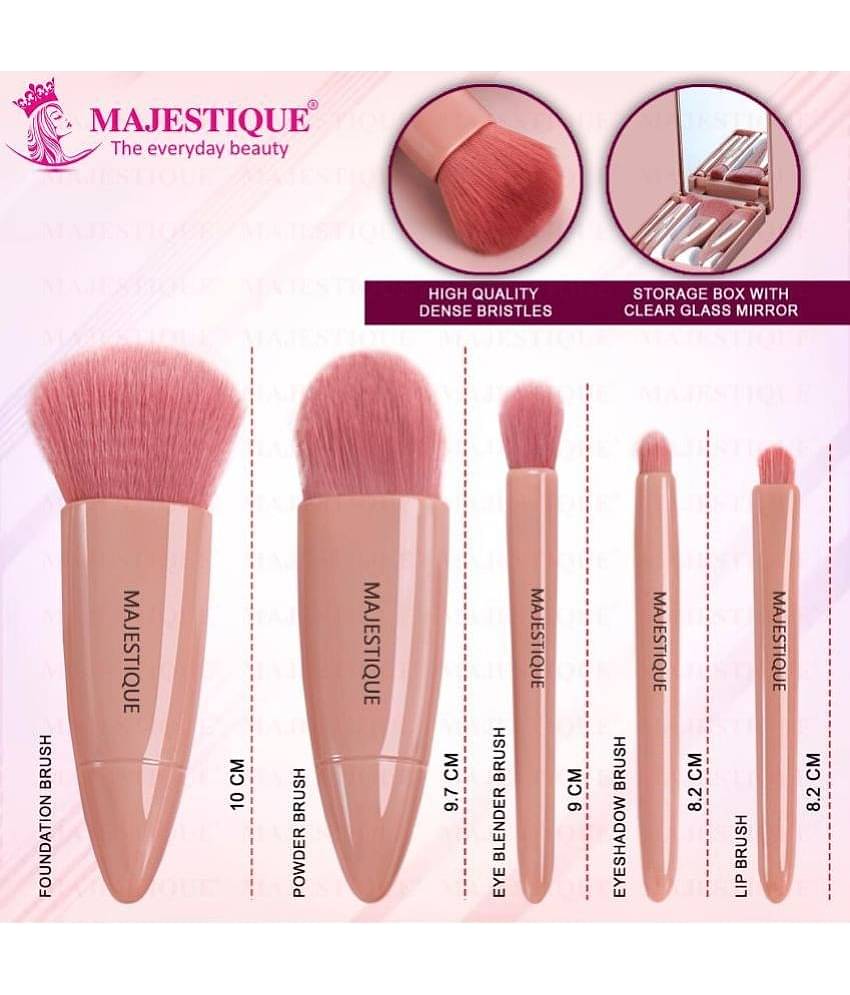 Majestique Travel Friendly Make-Up Kit with Mirror, Ultra-Soft Bristles for Face, Lip Eye - 6 Pcs