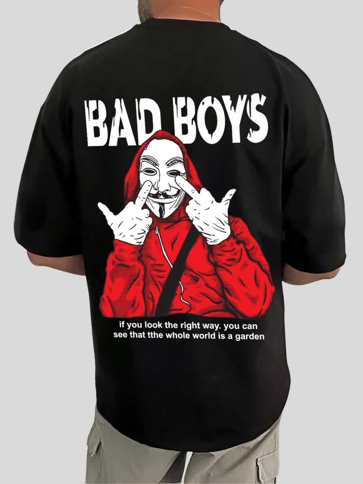     			MANLINO Pack of 1 Cotton Blend Oversized Fit Men's T-Shirt ( Black )