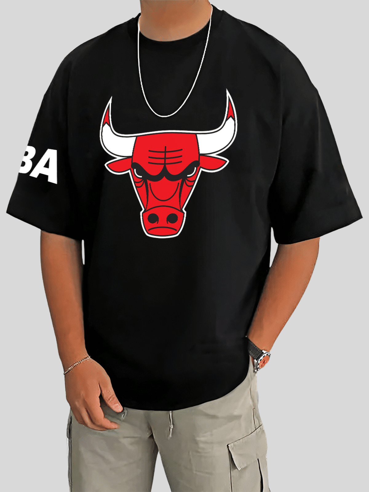     			MANLINO Pack of 1 Cotton Blend Oversized Fit Men's T-Shirt ( Black )
