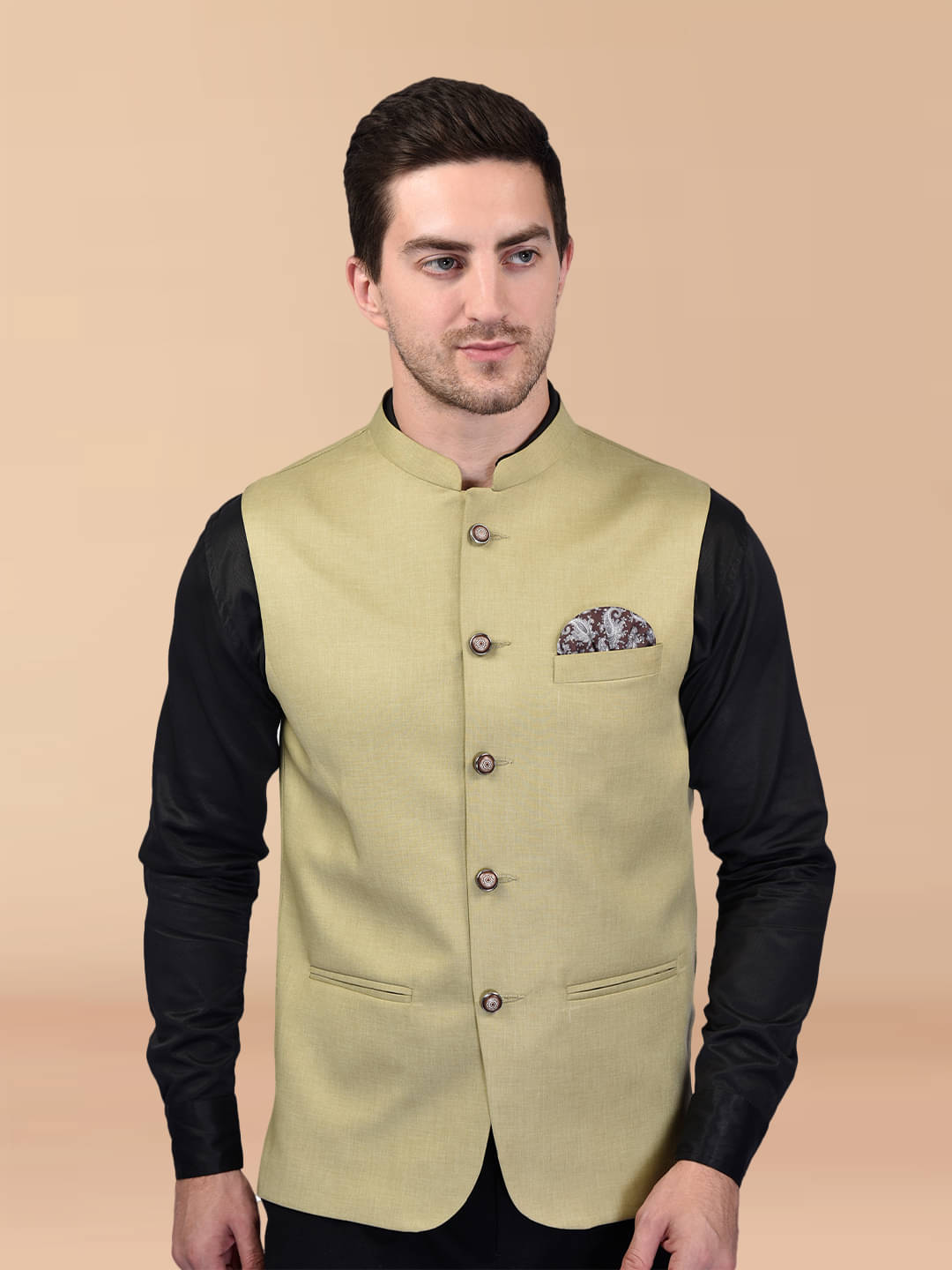 PRINTCULTR Beige Cotton Blend Men's Nehru Jacket ( Pack of 1 ) PRINTCULTR Beige Cotton Blend Men's Nehru Jacket ( Pack of 1 )
