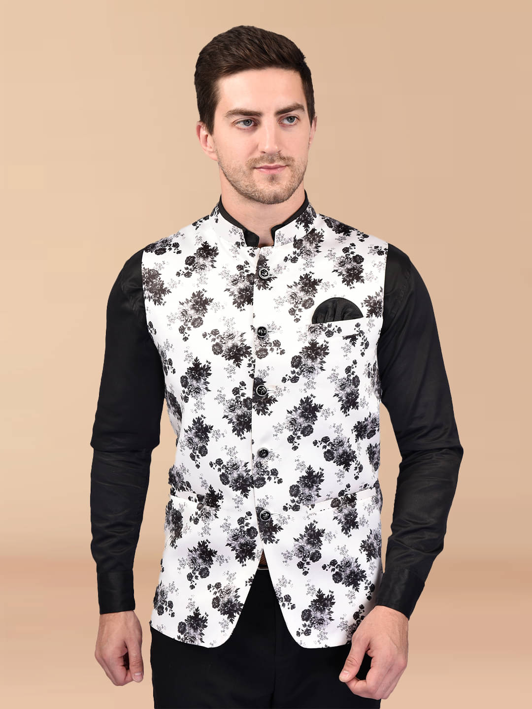 PRINTCULTR Black Cotton Blend Men's Nehru Jacket ( Pack of 1 )     			PRINTCULTR Black Cotton Blend Men's Nehru Jacket ( Pack of 1 )