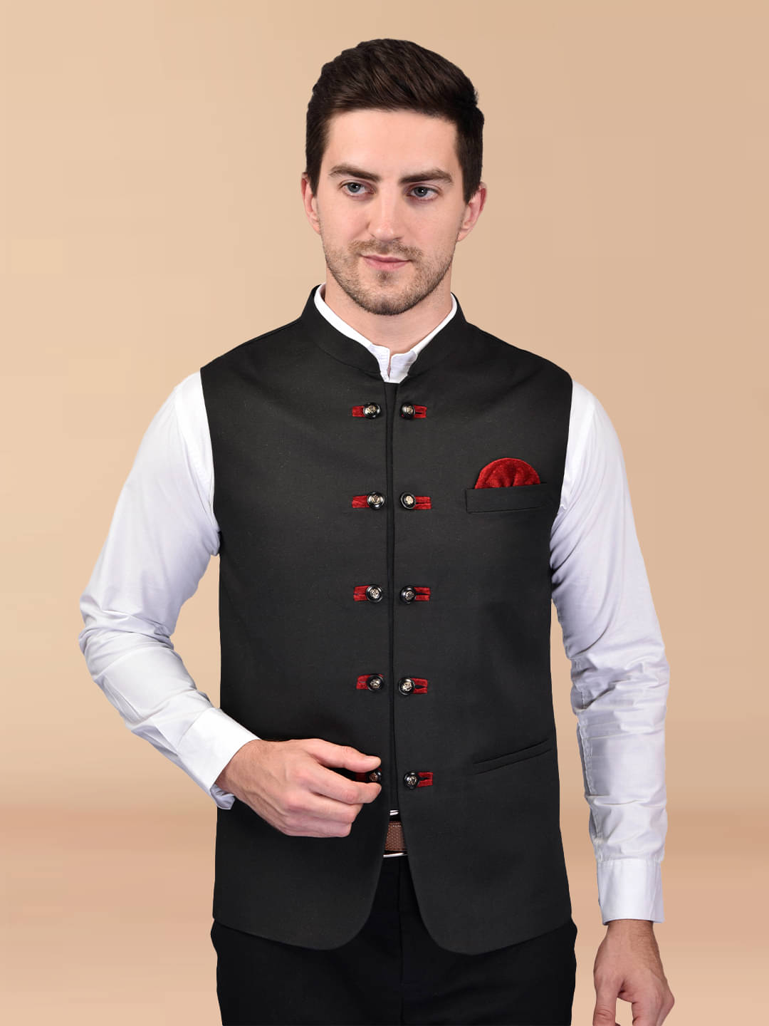 PRINTCULTR Black Cotton Blend Men's Nehru Jacket ( Pack of 1 ) PRINTCULTR Black Cotton Blend Men's Nehru Jacket ( Pack of 1 )
