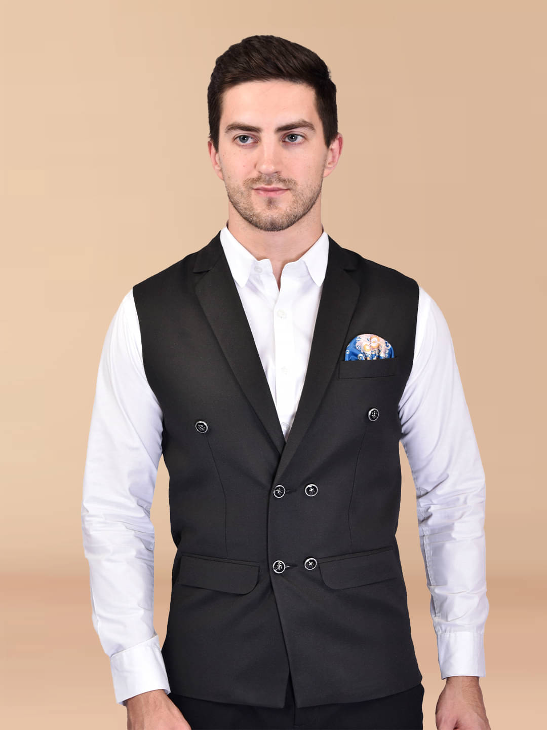     			PRINTCULTR Black Cotton Blend Men's Nehru Jacket ( Pack of 1 )