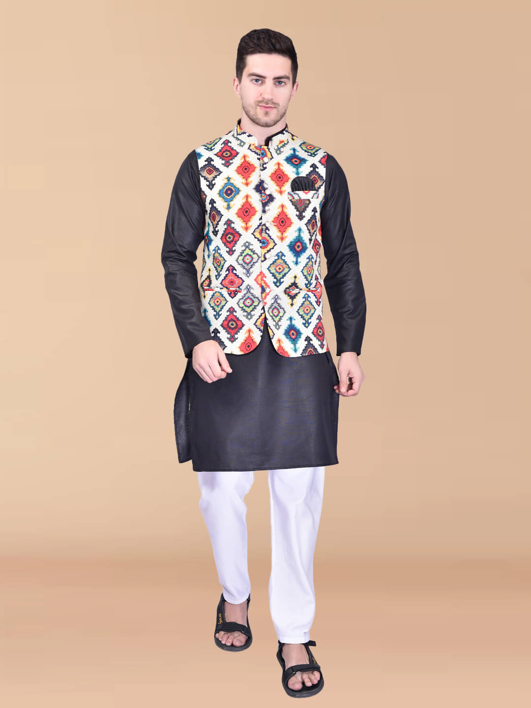 PRINTCULTR Black Cotton Regular Fit Men's Kurta Pyjama Set ( Pack of 1 ) PRINTCULTR Black Cotton Regular Fit Men's Kurta Pyjama Set ( Pack of 1 )