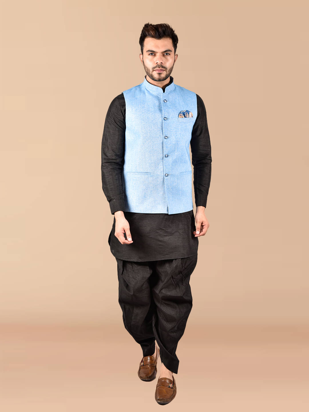 PRINTCULTR Black Silk Regular Fit Men's Dhoti Kurta Set ( Pack of 1 ) PRINTCULTR Black Silk Regular Fit Men's Dhoti Kurta Set ( Pack of 1 )