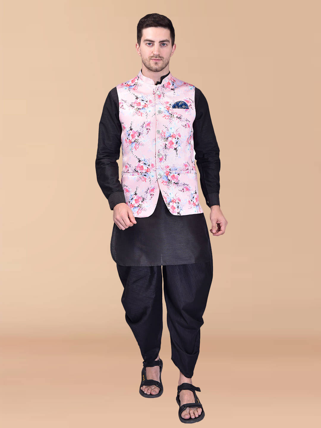 PRINTCULTR Black Silk Regular Fit Men's Dhoti Kurta Set ( Pack of 1 ) PRINTCULTR Black Silk Regular Fit Men's Dhoti Kurta Set ( Pack of 1 )