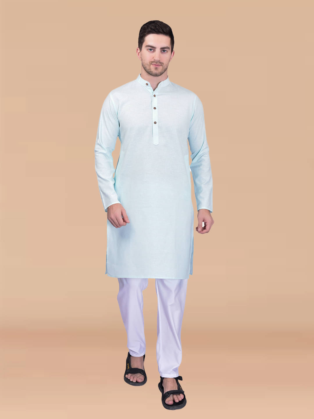     			PRINTCULTR Blue Cotton Regular Fit Men's Kurta Pyjama Set ( Pack of 1 )