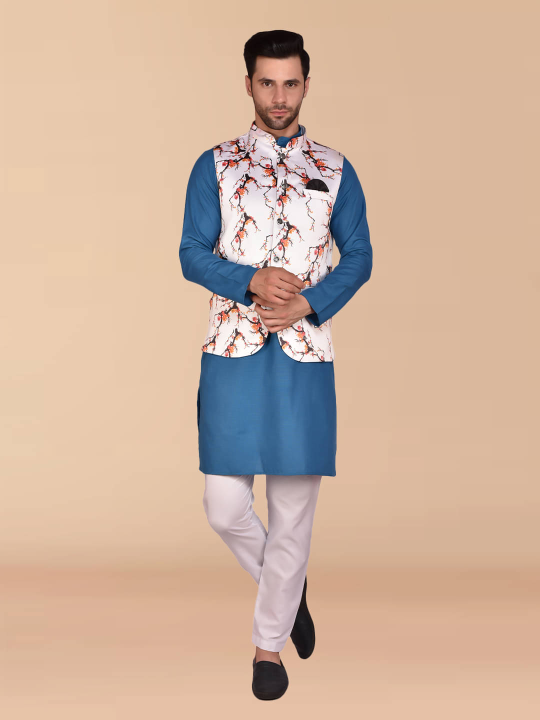 PRINTCULTR Blue Cotton Regular Fit Men's Kurta Pyjama Set ( Pack of 1 ) PRINTCULTR Blue Cotton Regular Fit Men's Kurta Pyjama Set ( Pack of 1 )