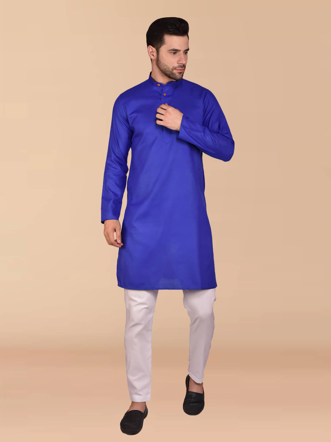 PRINTCULTR Blue Cotton Regular Fit Men's Kurta Pyjama Set ( Pack of 1 )     			PRINTCULTR Blue Cotton Regular Fit Men's Kurta Pyjama Set ( Pack of 1 )