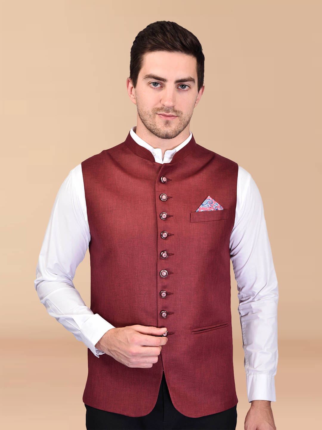 PRINTCULTR Brown Cotton Blend Men's Nehru Jacket ( Pack of 1 )     			PRINTCULTR Brown Cotton Blend Men's Nehru Jacket ( Pack of 1 )