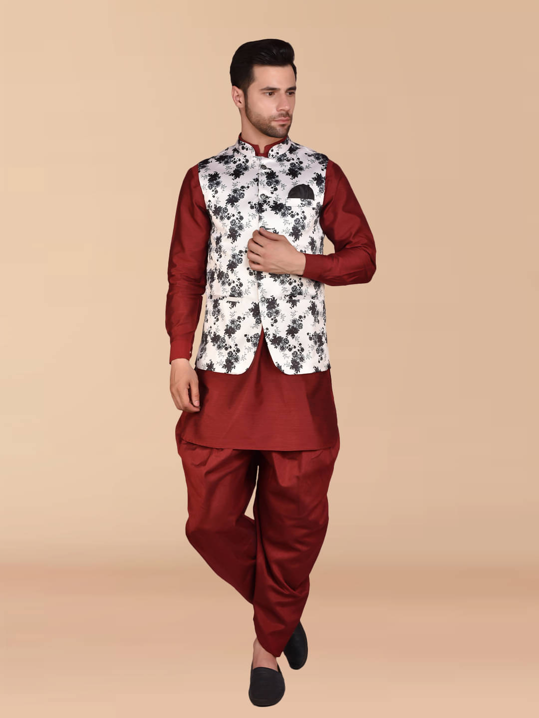 PRINTCULTR Brown Silk Regular Fit Men's Dhoti Kurta Set ( Pack of 1 ) PRINTCULTR Brown Silk Regular Fit Men's Dhoti Kurta Set ( Pack of 1 )