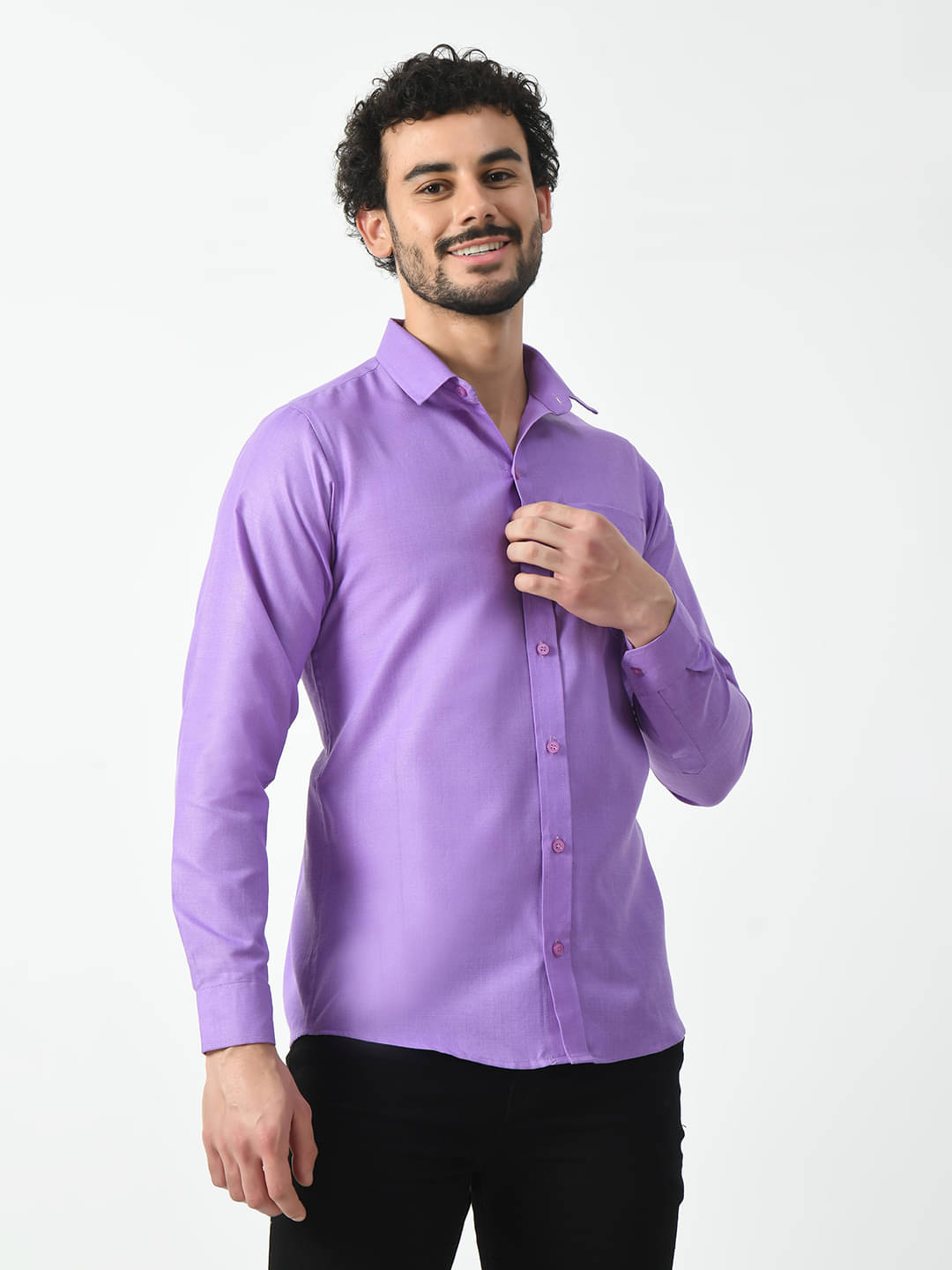 PRINTCULTR Cotton Blend Regular Fit Solids Full Sleeves Men's Casual Shirt - Purple ( Pack of 1 ) PRINTCULTR Cotton Blend Regular Fit Solids Full Sleeves Men's Casual Shirt - Purple ( Pack of 1 )