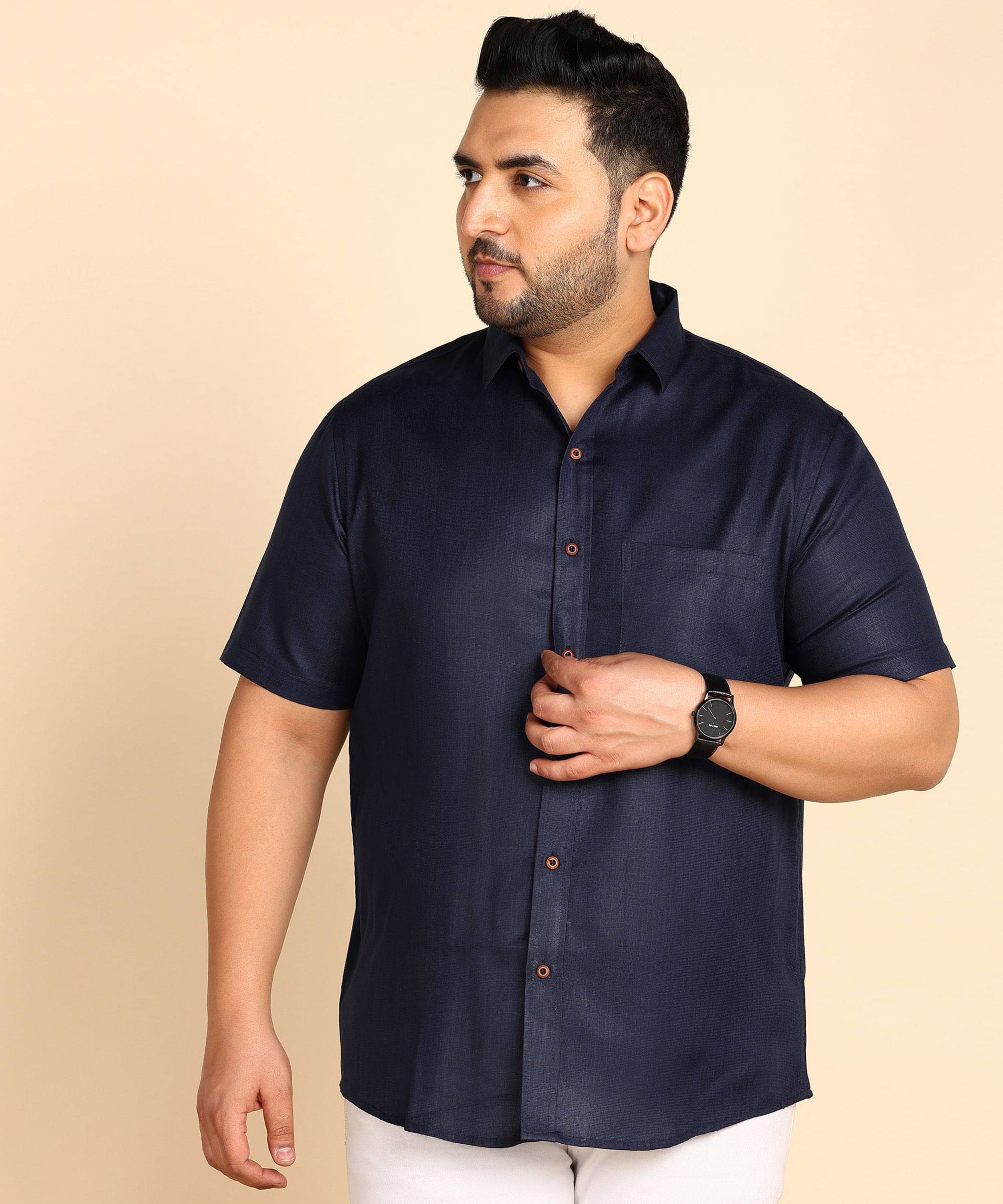 PRINTCULTR Cotton Blend Regular Fit Solids Half Sleeves Men's Casual Shirt - Navy Blue ( Pack of 1 ) PRINTCULTR Cotton Blend Regular Fit Solids Half Sleeves Men's Casual Shirt - Navy Blue ( Pack of 1 )