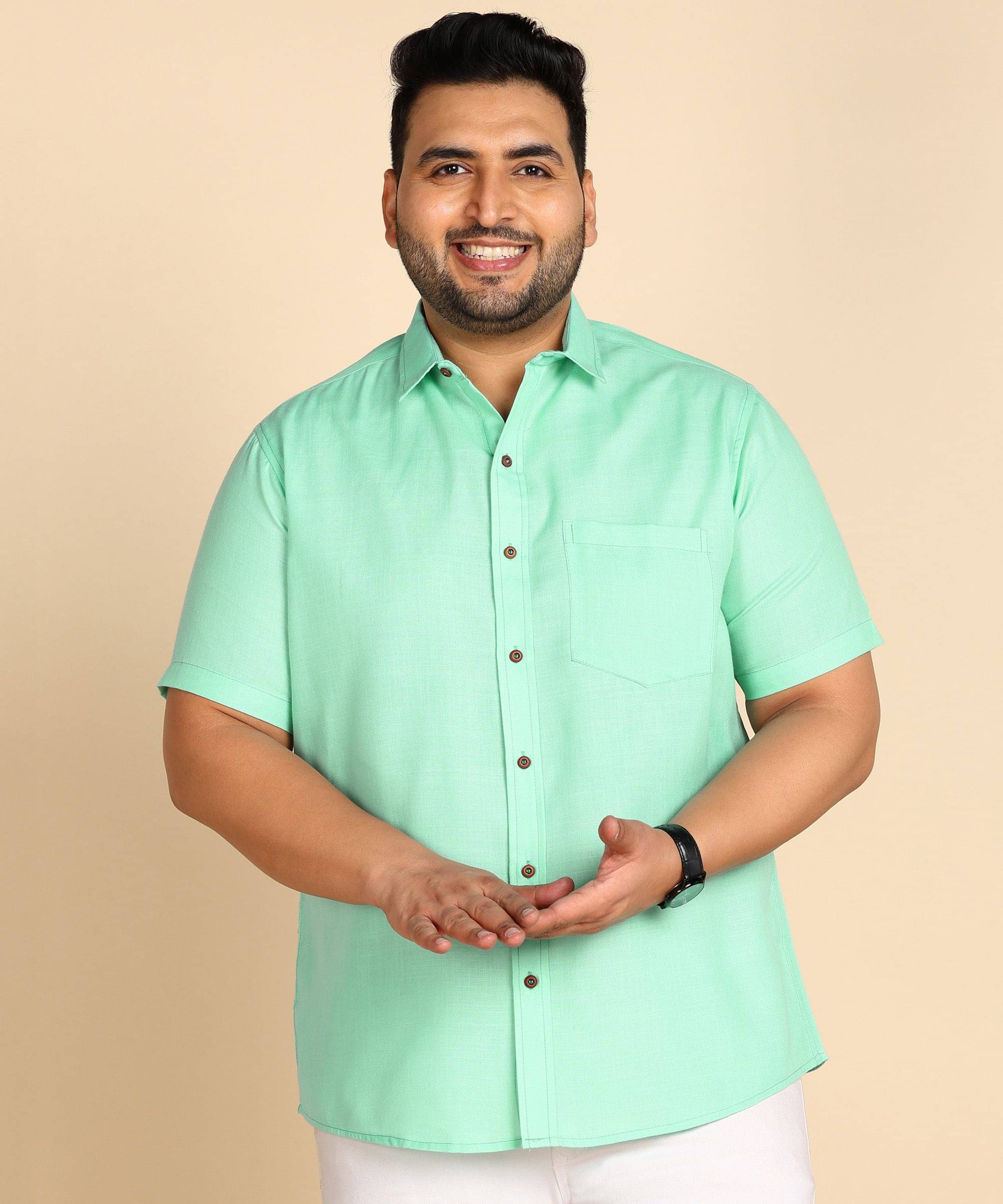     			PRINTCULTR Cotton Blend Regular Fit Solids Half Sleeves Men's Casual Shirt - Sea Green ( Pack of 1 )