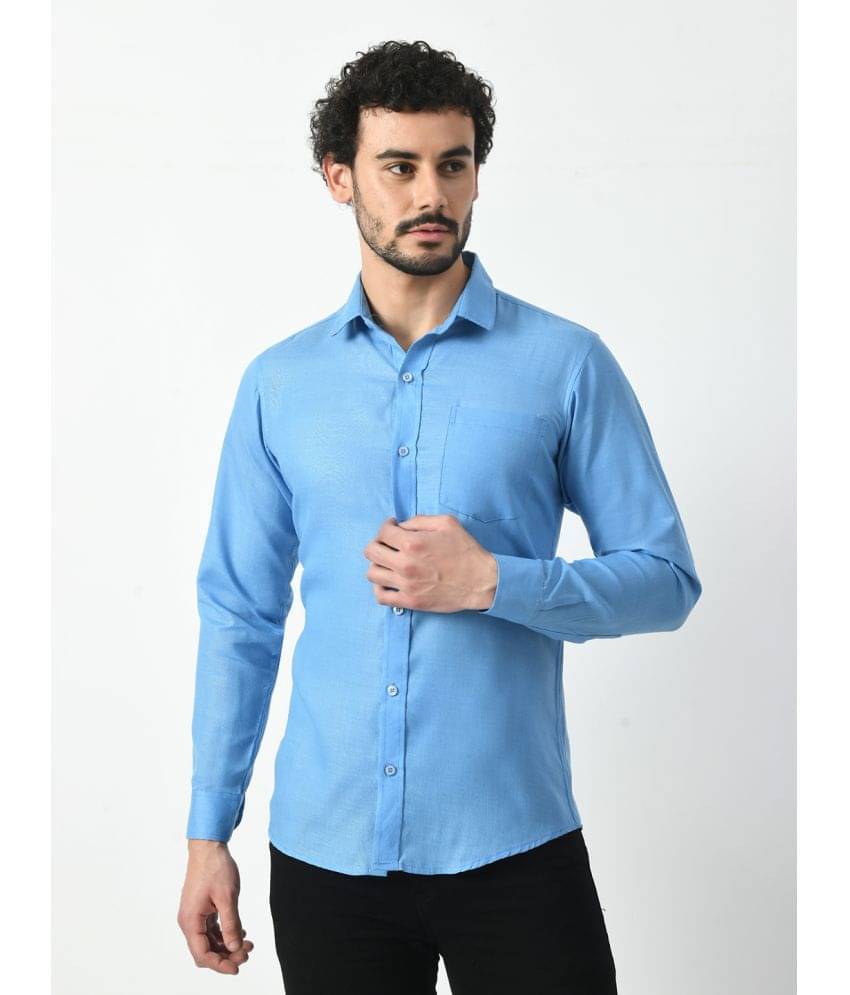     			PRINTCULTR Cotton Blend Regular Fit Solids Full Sleeves Men's Casual Shirt - Blue ( Pack of 1 )