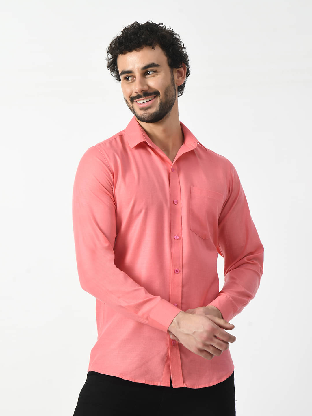 PRINTCULTR Cotton Blend Regular Fit Solids Full Sleeves Men's Casual Shirt - Peach ( Pack of 1 ) PRINTCULTR Cotton Blend Regular Fit Solids Full Sleeves Men's Casual Shirt - Peach ( Pack of 1 )