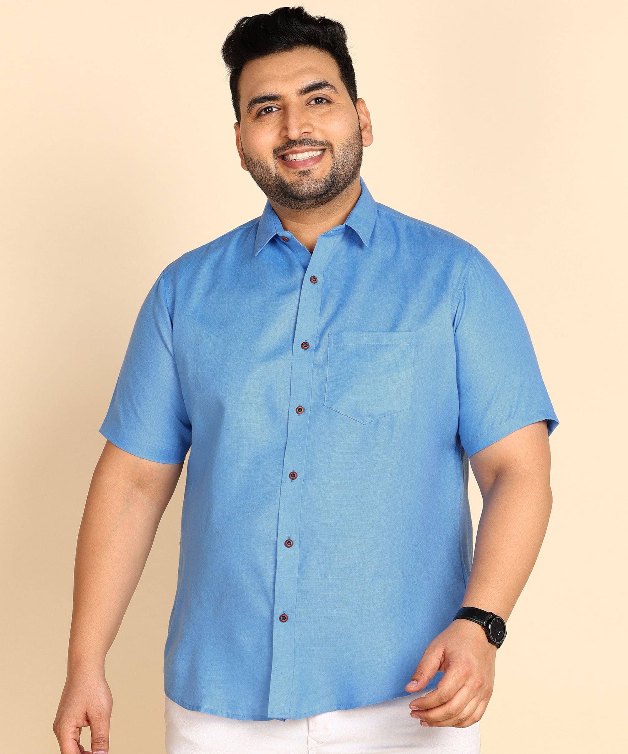     			PRINTCULTR Cotton Blend Regular Fit Solids Half Sleeves Men's Casual Shirt - Blue ( Pack of 1 )