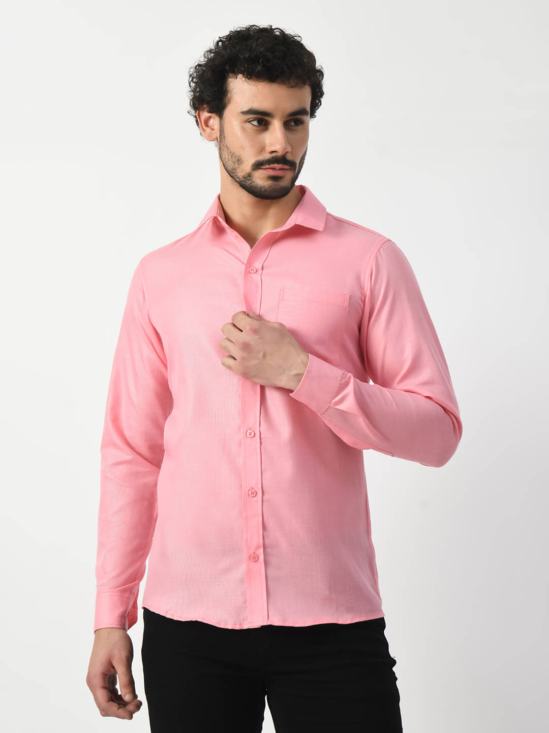PRINTCULTR Cotton Blend Regular Fit Solids Full Sleeves Men's Casual Shirt - Pink ( Pack of 1 ) PRINTCULTR Cotton Blend Regular Fit Solids Full Sleeves Men's Casual Shirt - Pink ( Pack of 1 )
