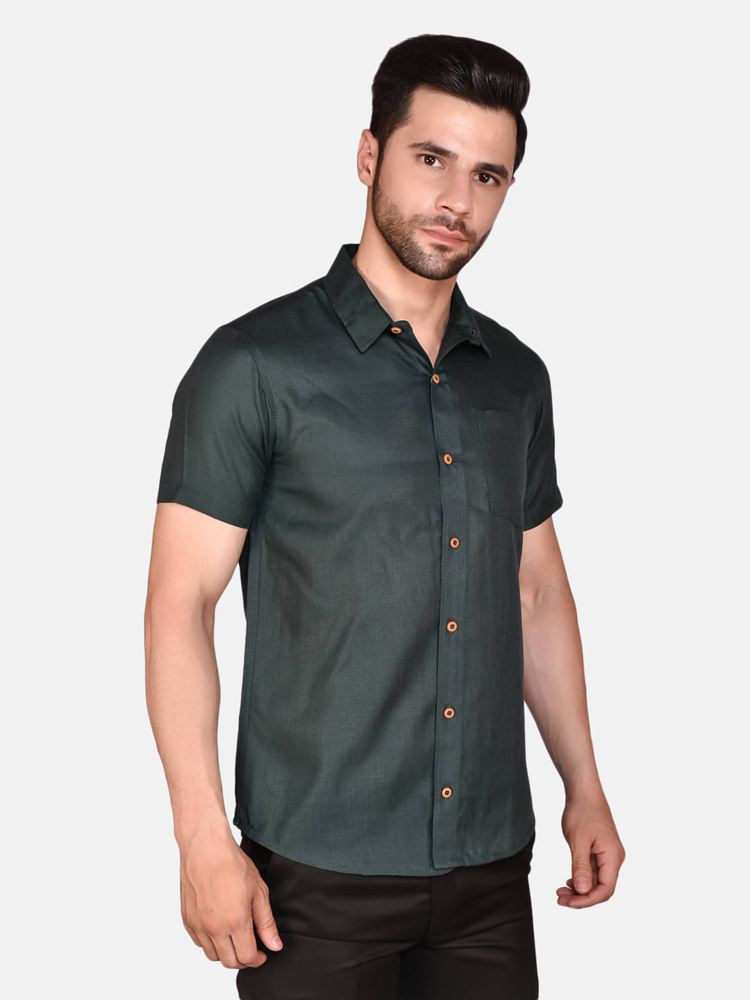 PRINTCULTR Cotton Blend Regular Fit Solids Half Sleeves Men's Casual Shirt - Green ( Pack of 1 ) PRINTCULTR Cotton Blend Regular Fit Solids Half Sleeves Men's Casual Shirt - Green ( Pack of 1 )