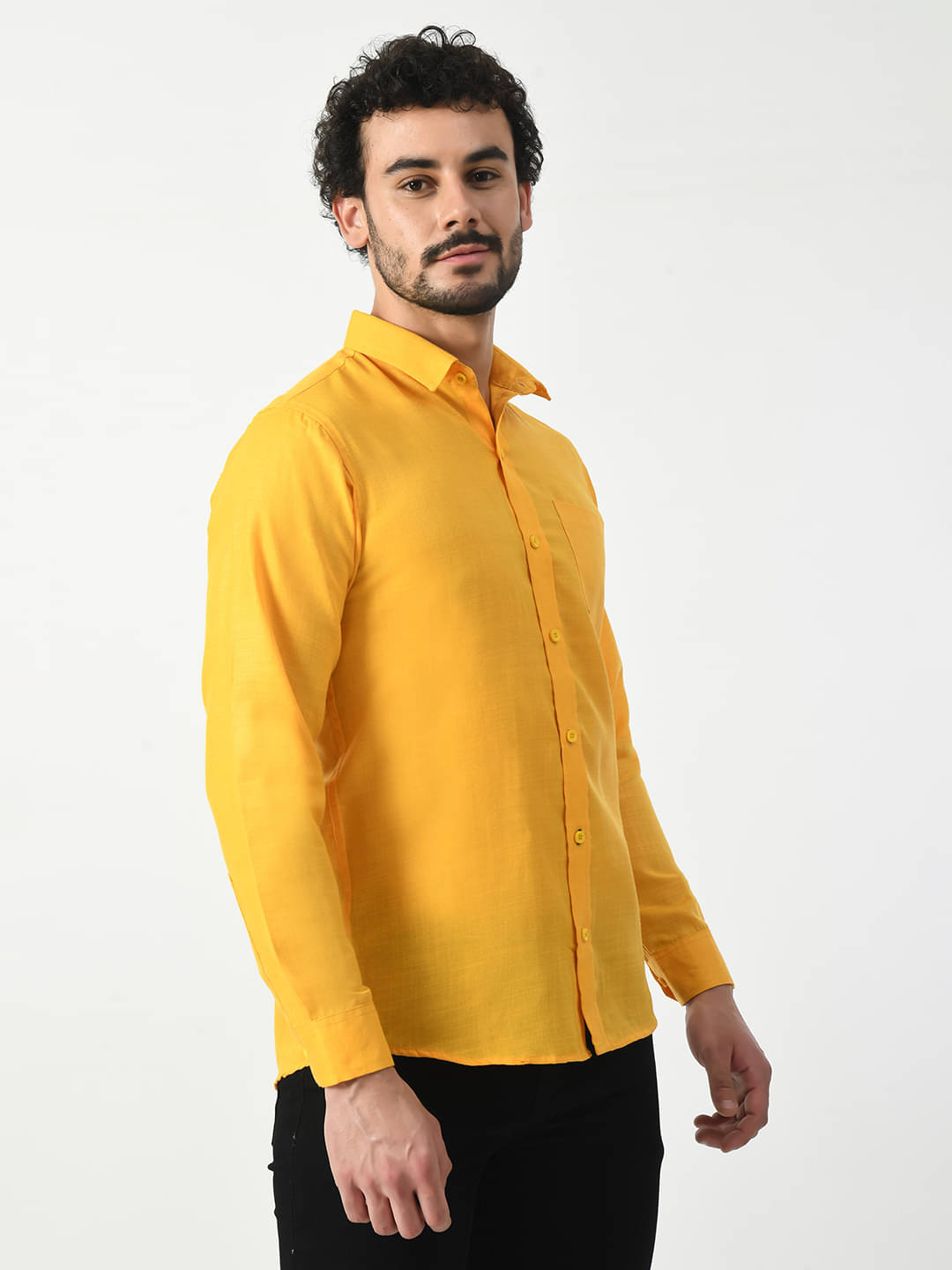 PRINTCULTR Cotton Blend Regular Fit Solids Full Sleeves Men's Casual Shirt - Yellow ( Pack of 1 ) PRINTCULTR Cotton Blend Regular Fit Solids Full Sleeves Men's Casual Shirt - Yellow ( Pack of 1 )