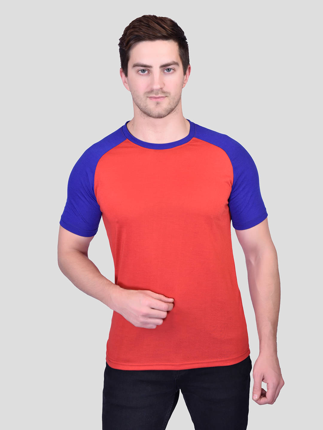     			PRINTCULTR Cotton Regular Fit Colorblock Half Sleeves Men's T-Shirt - Red ( Pack of 1 )