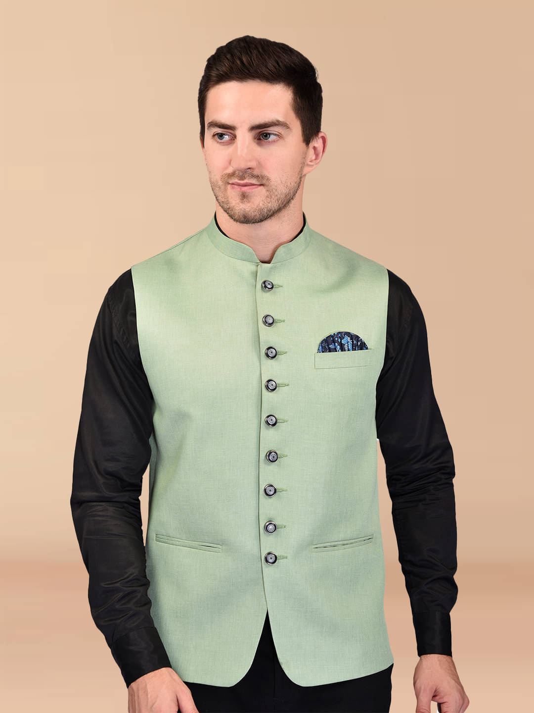 PRINTCULTR Green Cotton Blend Men's Nehru Jacket ( Pack of 1 ) PRINTCULTR Green Cotton Blend Men's Nehru Jacket ( Pack of 1 )