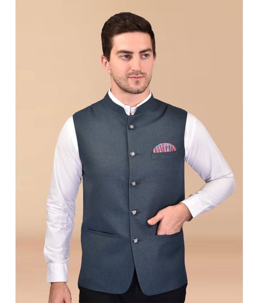 PRINTCULTR Grey Cotton Blend Men's Nehru Jacket ( Pack of 1 ) PRINTCULTR Grey Cotton Blend Men's Nehru Jacket ( Pack of 1 )