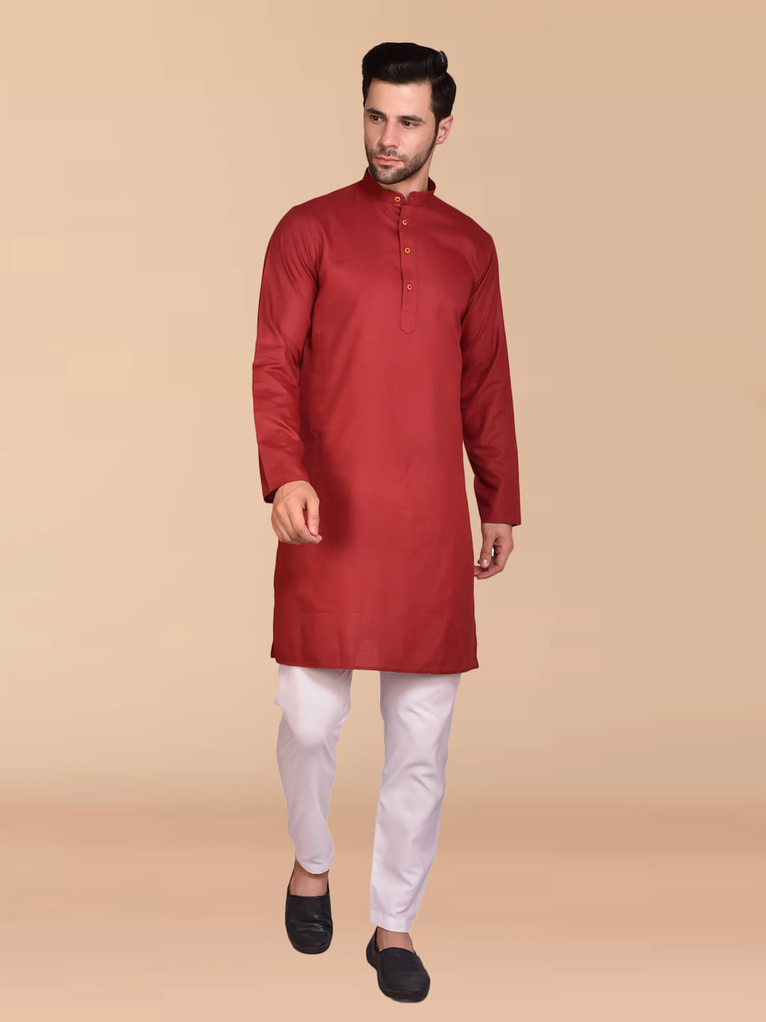     			PRINTCULTR Maroon Cotton Regular Fit Men's Kurta Pyjama Set ( Pack of 1 )