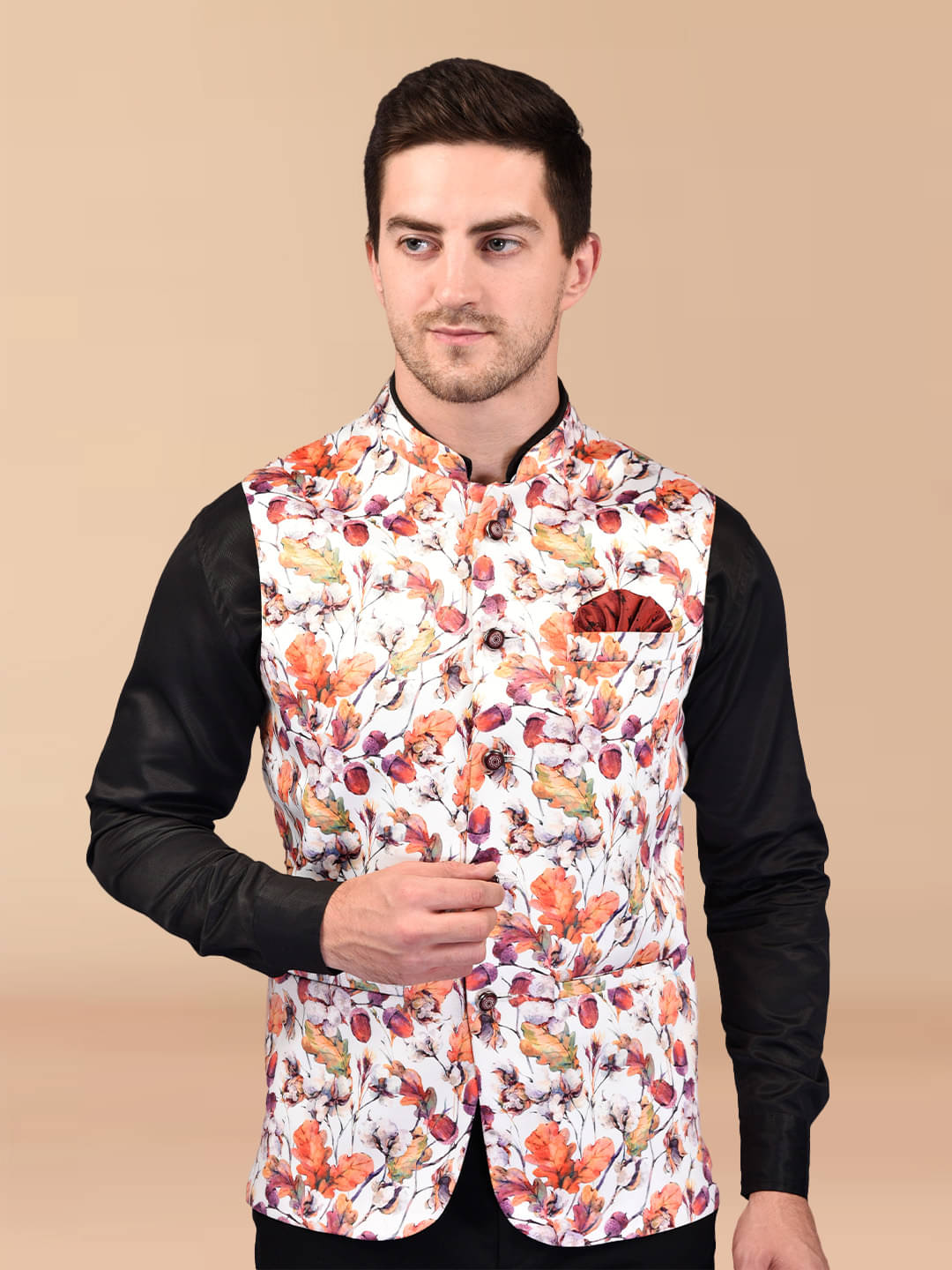 PRINTCULTR Multicolor Cotton Blend Men's Nehru Jacket ( Pack of 1 ) PRINTCULTR Multicolor Cotton Blend Men's Nehru Jacket ( Pack of 1 )