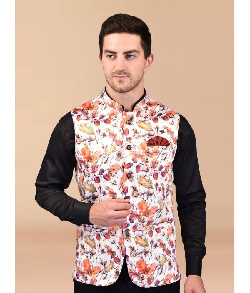     			PRINTCULTR Multi Cotton Blend Men's Nehru Jacket ( Pack of 1 )