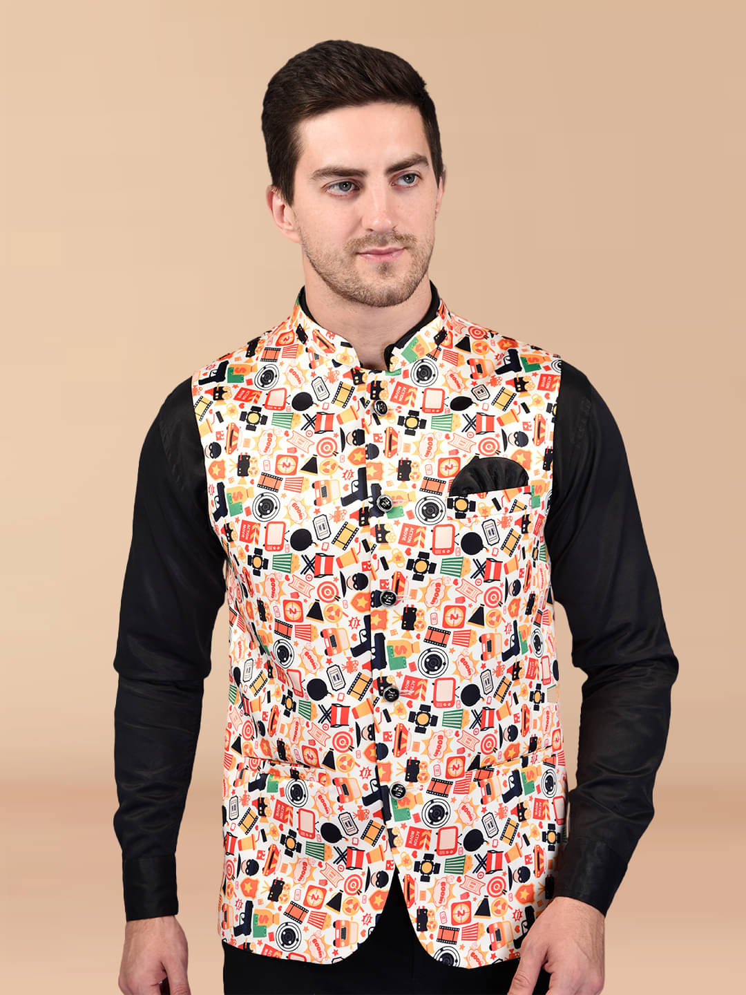 PRINTCULTR Multi Cotton Blend Men's Nehru Jacket ( Pack of 1 ) PRINTCULTR Multi Cotton Blend Men's Nehru Jacket ( Pack of 1 )