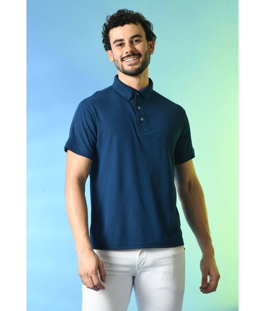     			PRINTCULTR Polyester Regular Fit Solid Half Sleeves Men's T-Shirt - Blue ( Pack of 1 )