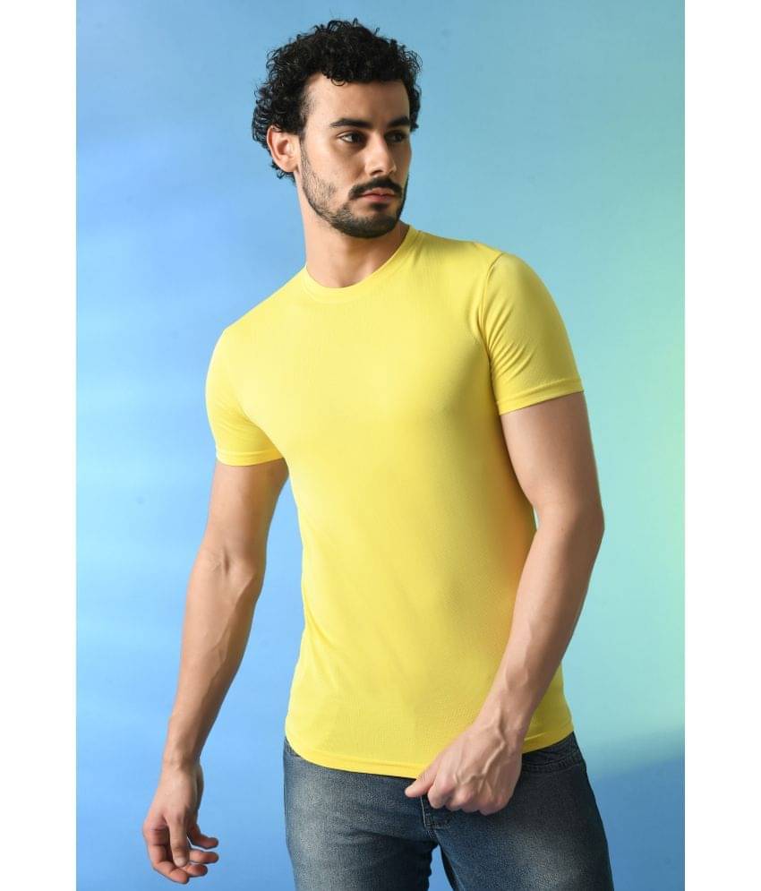 PRINTCULTR Polyester Regular Fit Solid Half Sleeves Men's T-Shirt - Yellow ( Pack of 1 ) PRINTCULTR Polyester Regular Fit Solid Half Sleeves Men's T-Shirt - Yellow ( Pack of 1 )