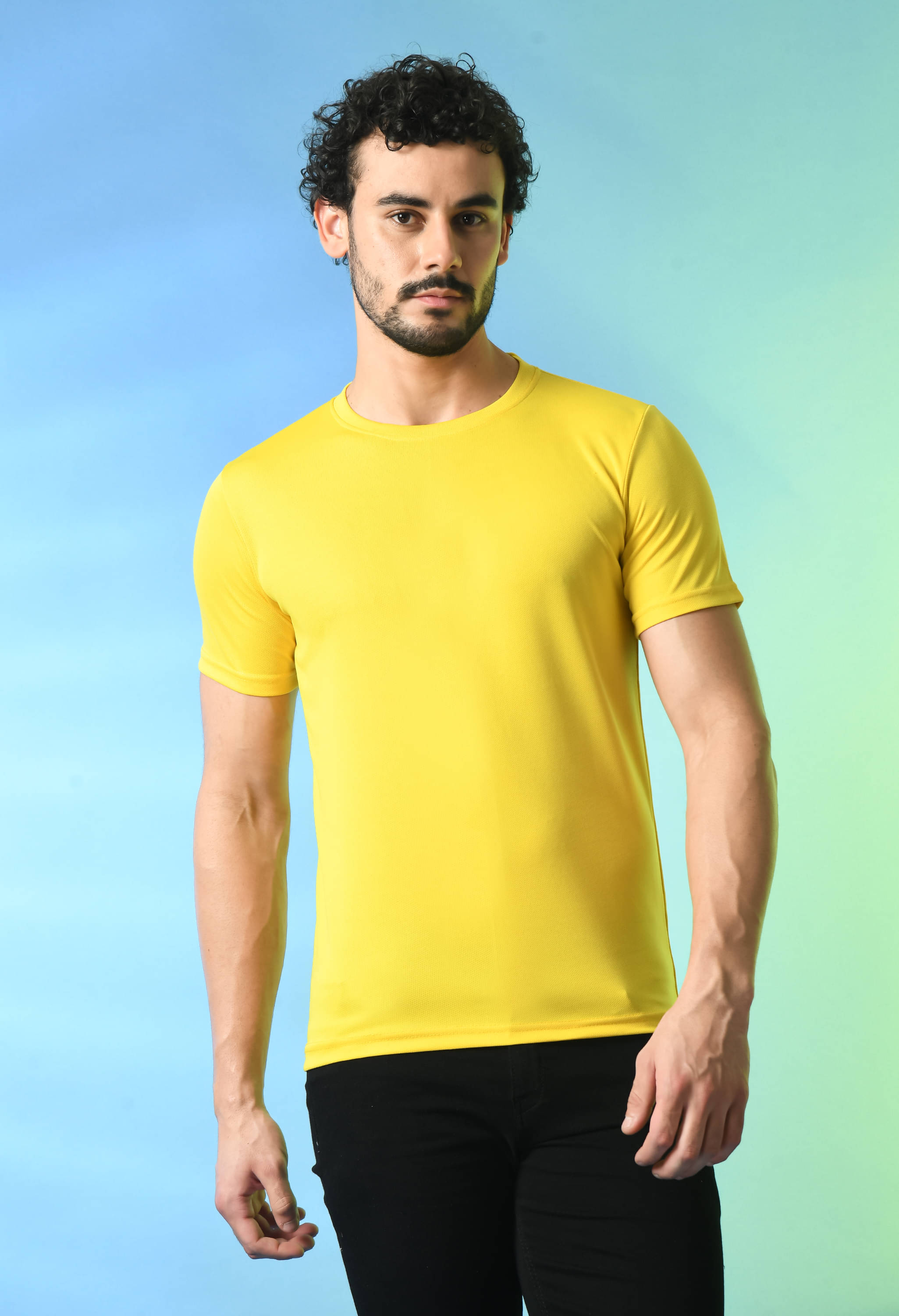     			PRINTCULTR Polyester Regular Fit Solid Half Sleeves Men's T-Shirt - Yellow ( Pack of 1 )