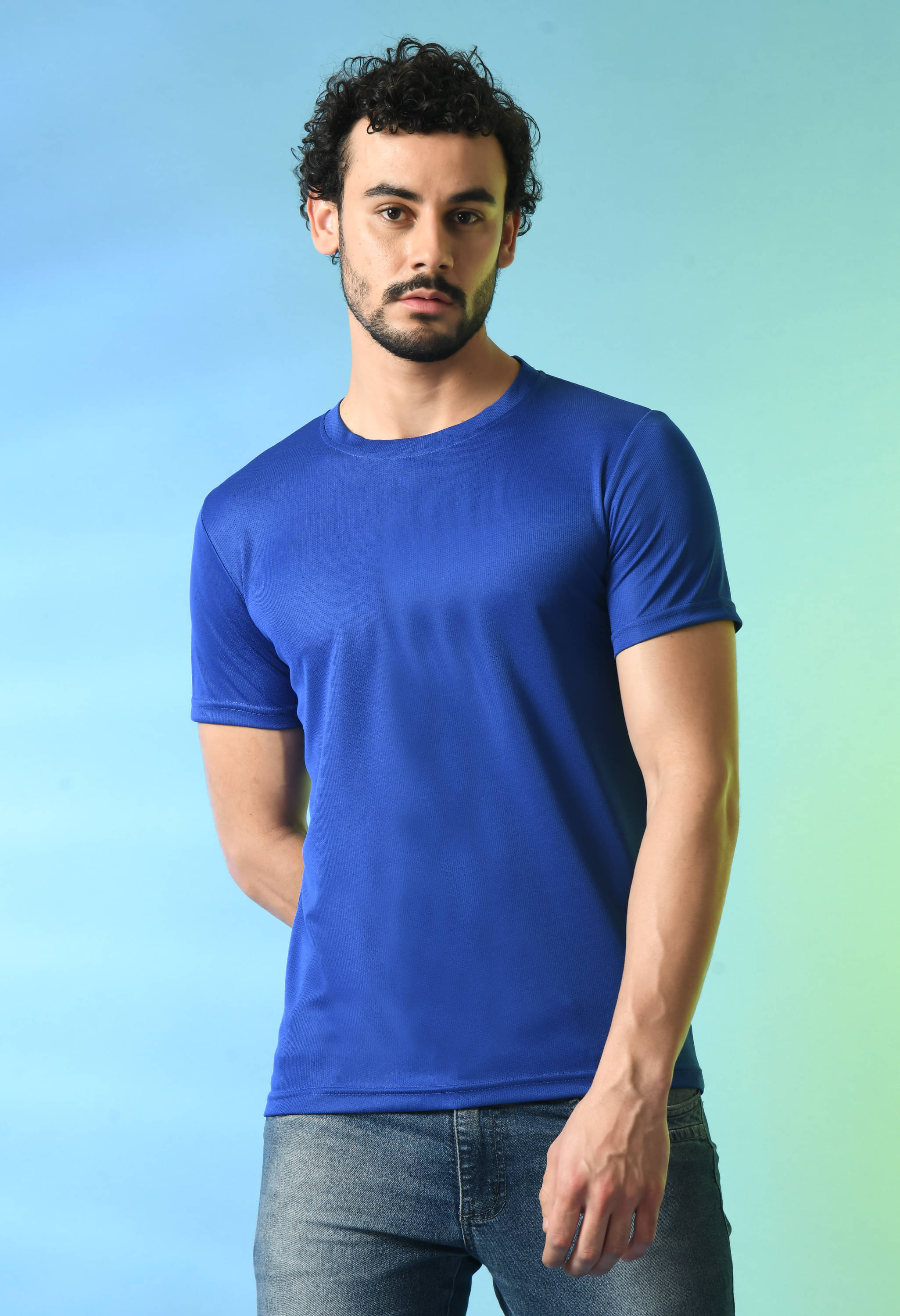 PRINTCULTR Polyester Regular Fit Solid Half Sleeves Men's T-Shirt - Blue ( Pack of 1 ) PRINTCULTR Polyester Regular Fit Solid Half Sleeves Men's T-Shirt - Blue ( Pack of 1 )