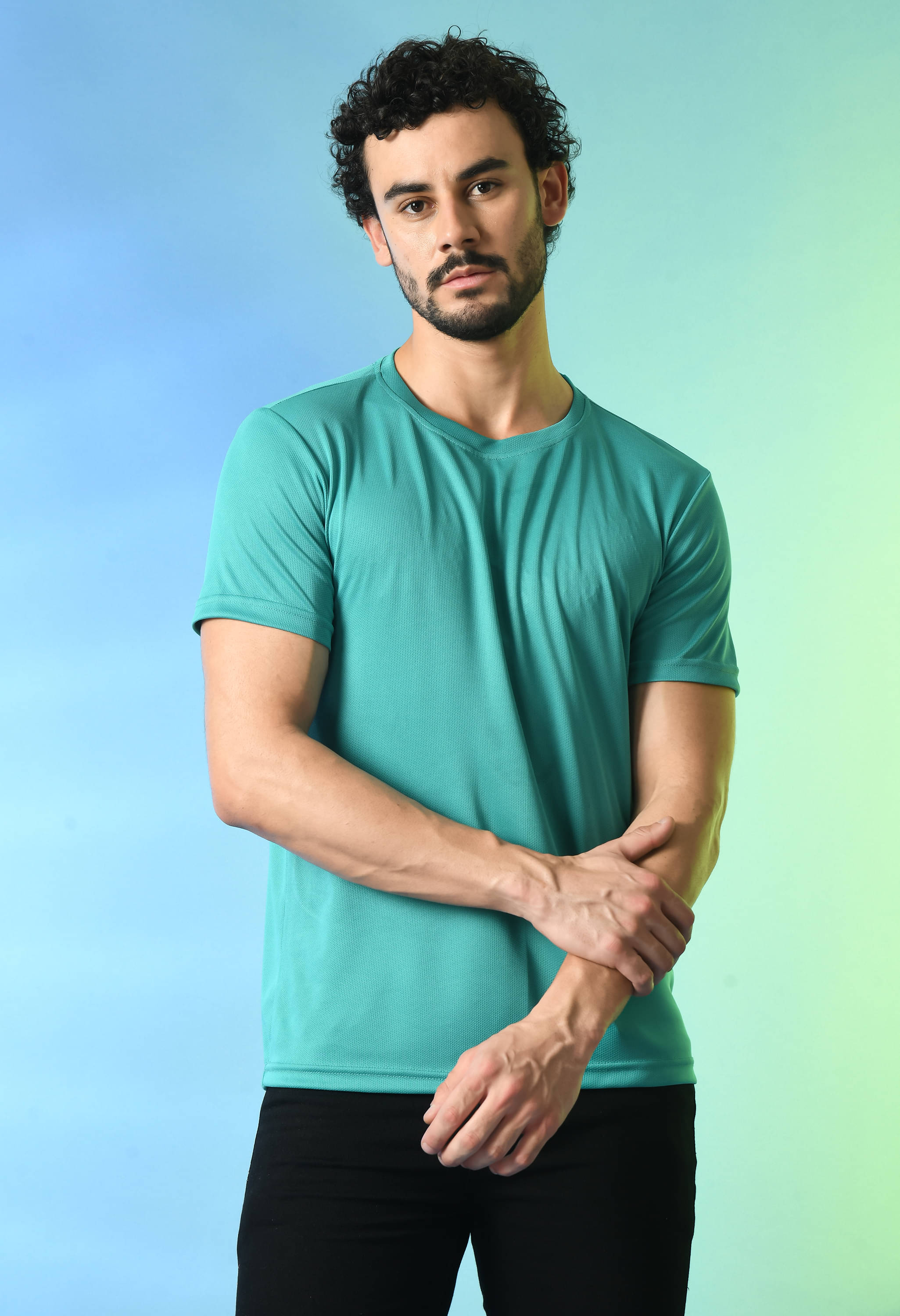     			PRINTCULTR Polyester Regular Fit Solid Half Sleeves Men's T-Shirt - Blue ( Pack of 1 )