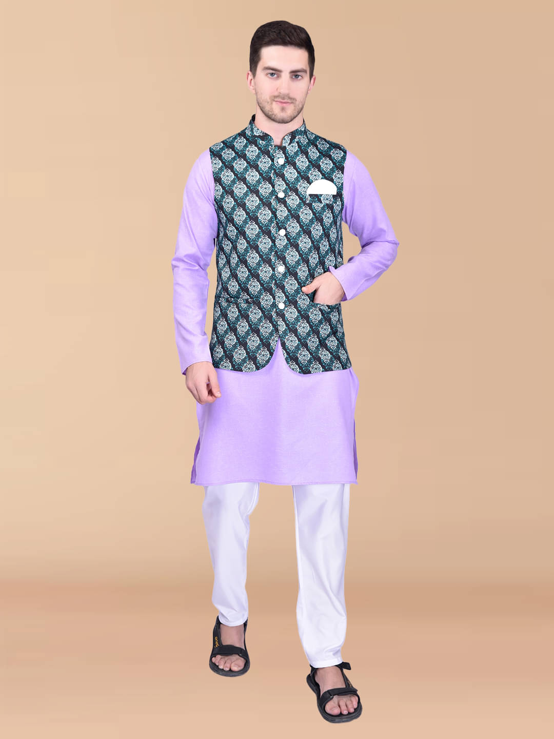 PRINTCULTR Purple Cotton Regular Fit Men's Kurta Pyjama Set ( Pack of 1 ) PRINTCULTR Purple Cotton Regular Fit Men's Kurta Pyjama Set ( Pack of 1 )