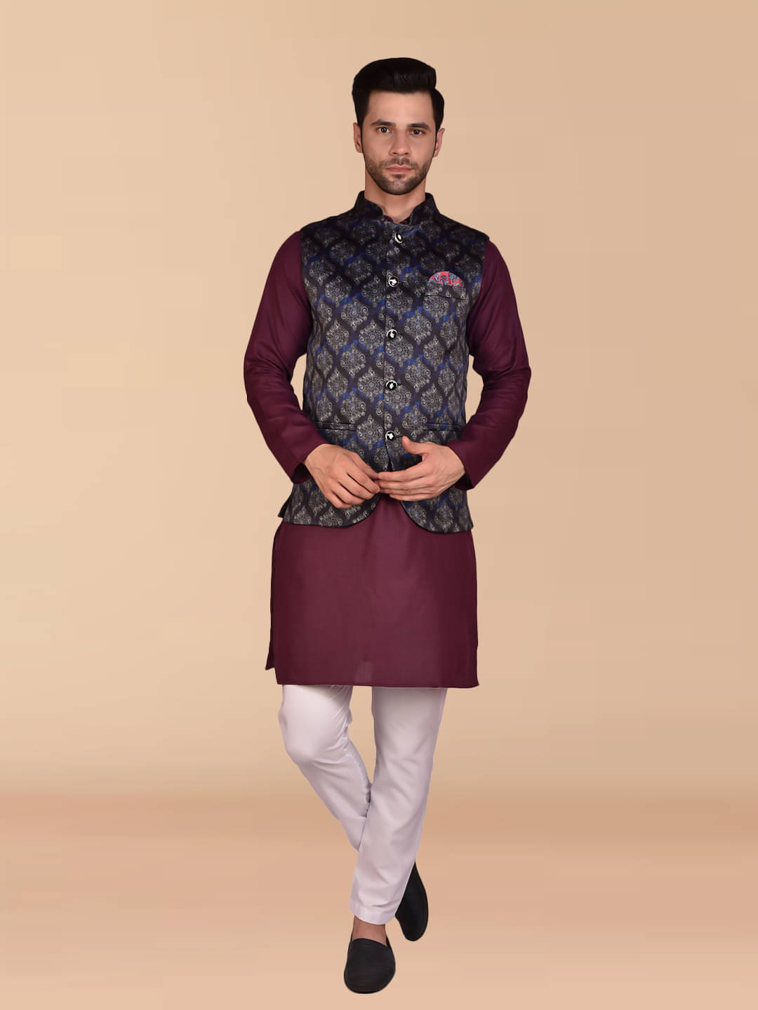 PRINTCULTR Purple Cotton Regular Fit Men's Kurta Pyjama Set ( Pack of 1 ) PRINTCULTR Purple Cotton Regular Fit Men's Kurta Pyjama Set ( Pack of 1 )