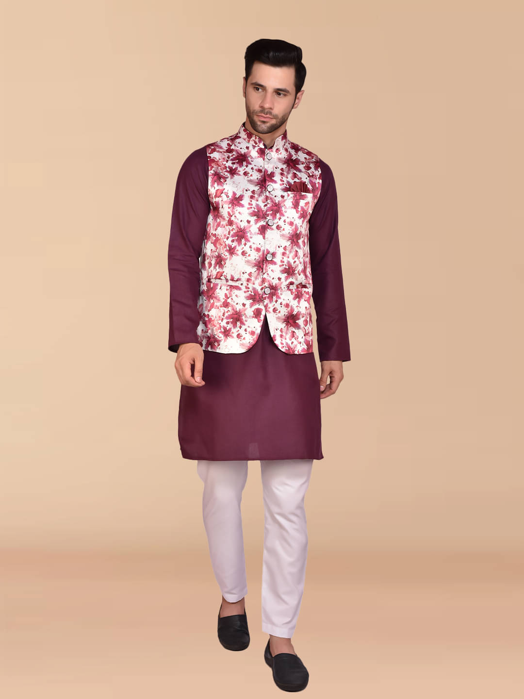 PRINTCULTR Purple Cotton Regular Fit Men's Kurta Pyjama Set ( Pack of 1 ) PRINTCULTR Purple Cotton Regular Fit Men's Kurta Pyjama Set ( Pack of 1 )