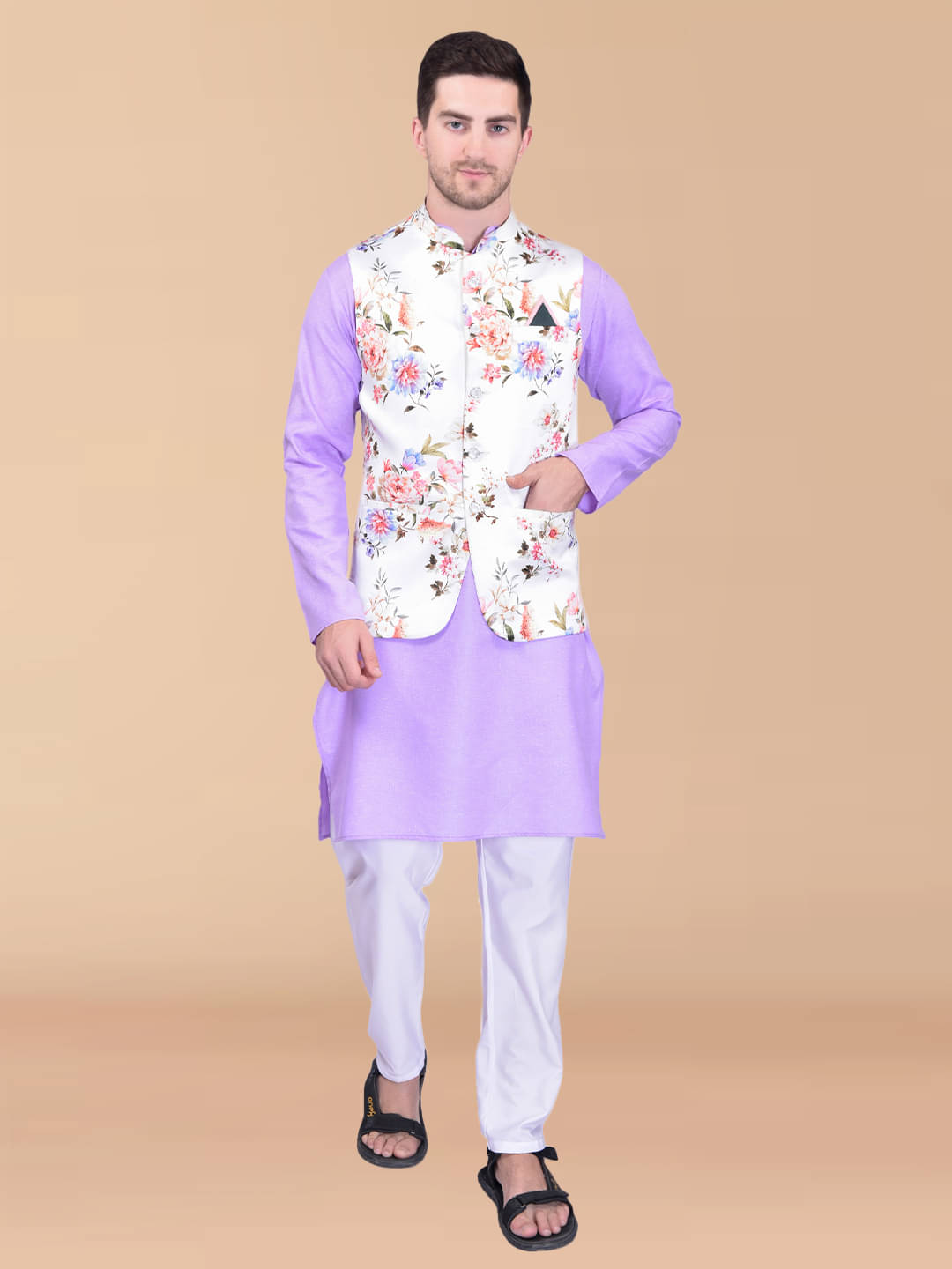     			PRINTCULTR Purple Cotton Regular Fit Men's Kurta Pyjama Set ( Pack of 1 )