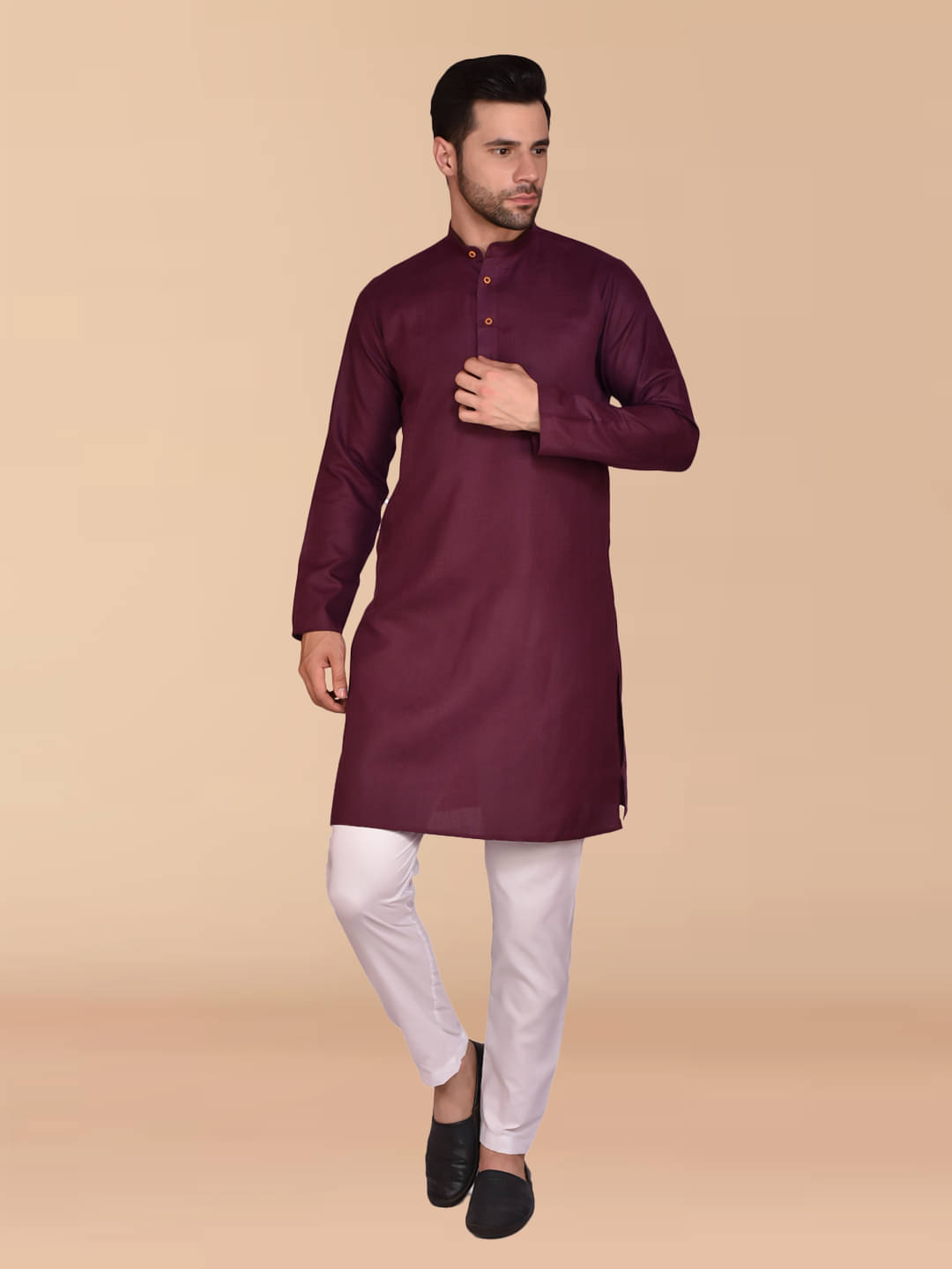 PRINTCULTR Purple Cotton Regular Fit Men's Kurta Pyjama Set ( Pack of 1 ) PRINTCULTR Purple Cotton Regular Fit Men's Kurta Pyjama Set ( Pack of 1 )
