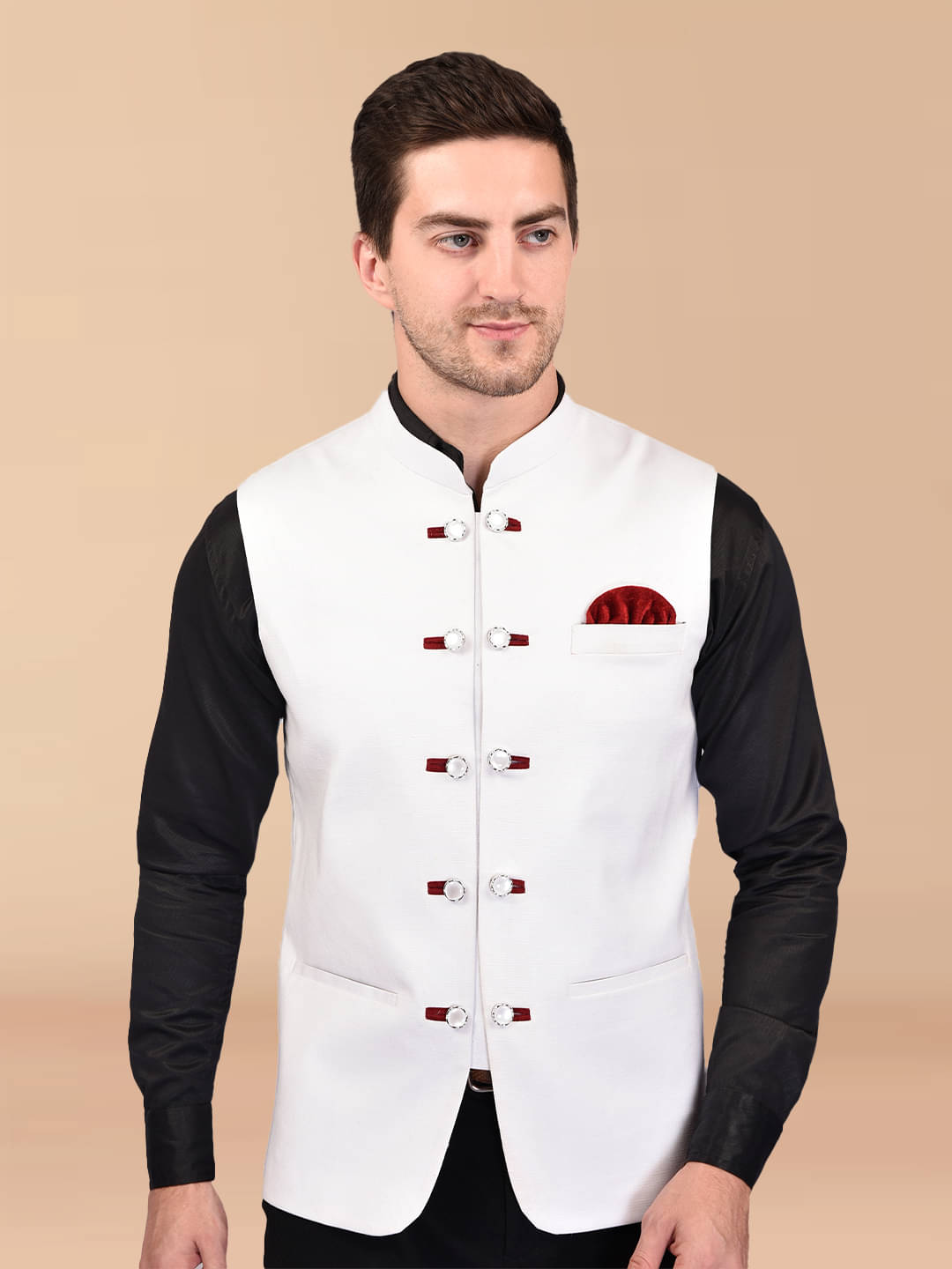 PRINTCULTR White Cotton Blend Men's Nehru Jacket ( Pack of 1 ) PRINTCULTR White Cotton Blend Men's Nehru Jacket ( Pack of 1 )
