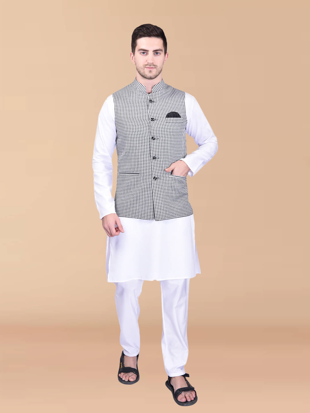     			PRINTCULTR White Cotton Regular Fit Men's Kurta Pyjama Set ( Pack of 1 )