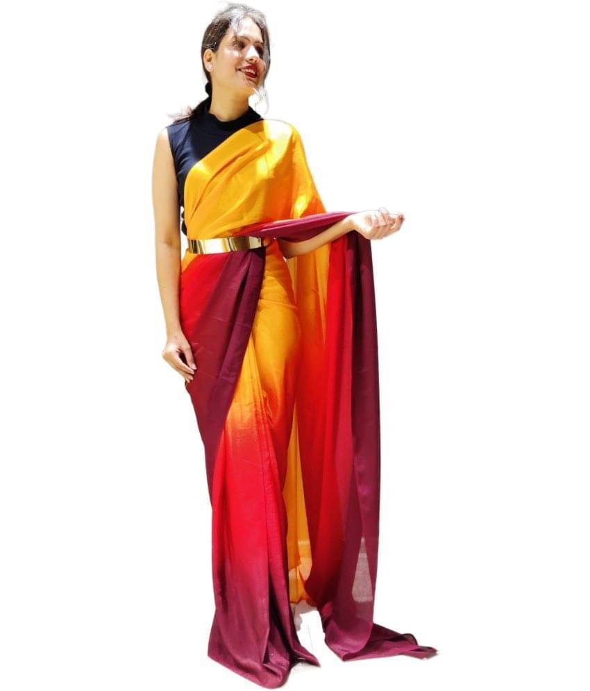 Sidhidata Synthetic Dyed Ready to Wear Saree With Unstitched Blouse Piece ( Gold ) Sidhidata Synthetic Dyed Ready to Wear Saree With Unstitched Blouse Piece ( Gold )