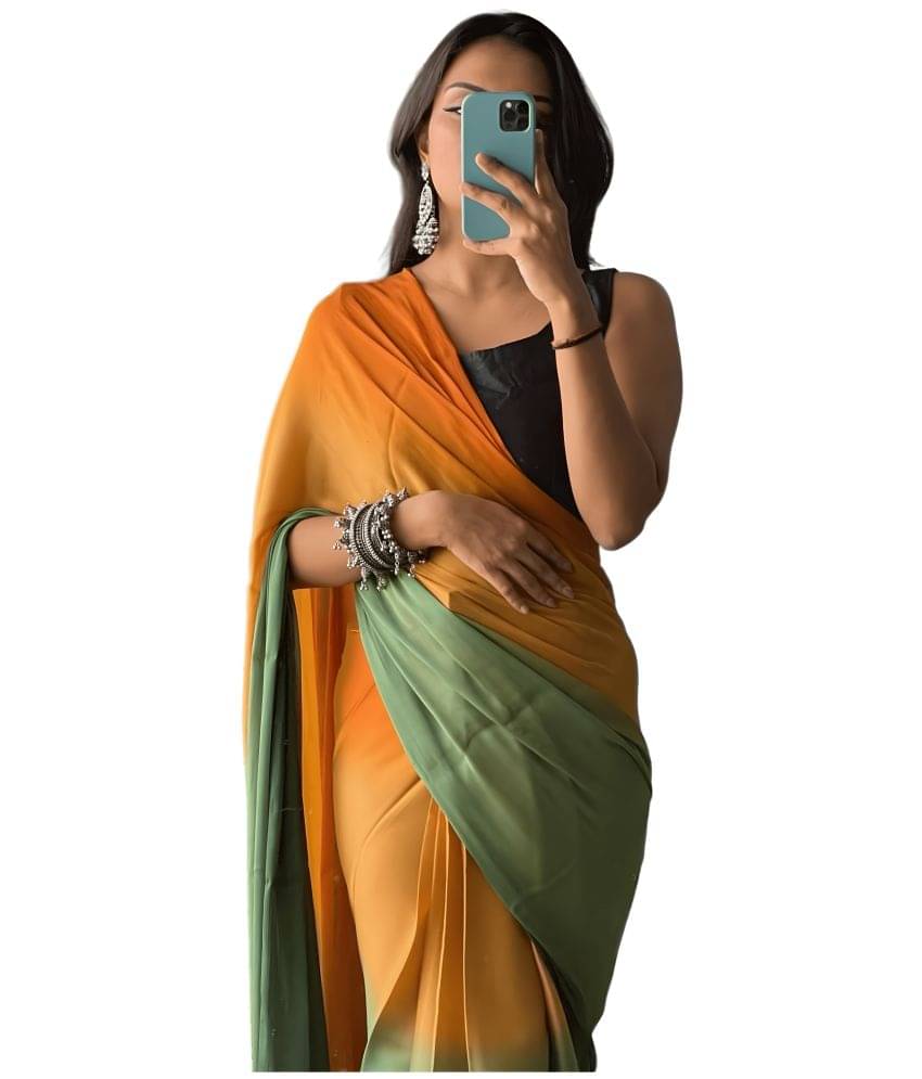 Sidhidata Tissue Dyed Ready to Wear Saree With Unstitched Blouse Piece ( Green ) Sidhidata Tissue Dyed Ready to Wear Saree With Unstitched Blouse Piece ( Green )